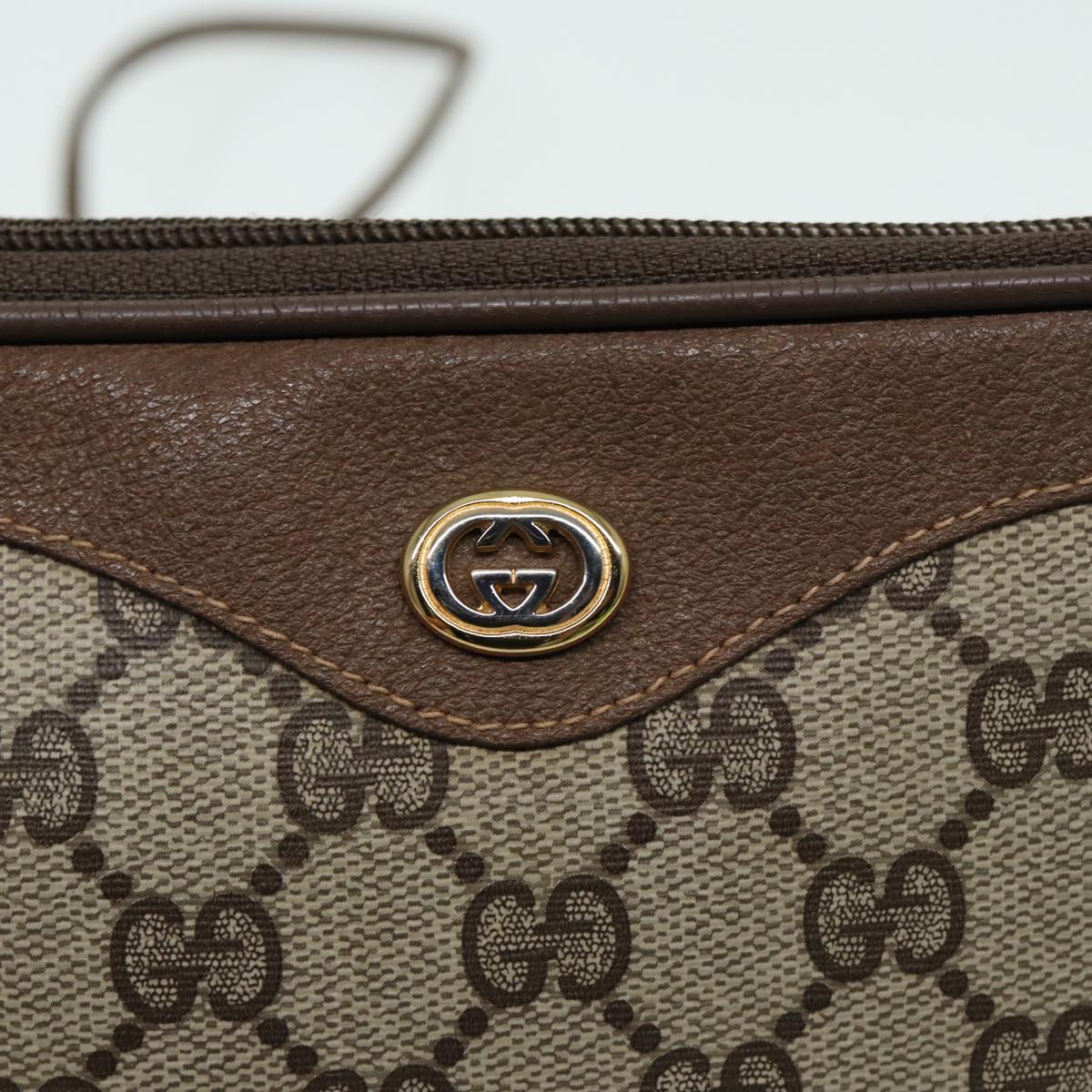 GUCCI GG Supreme Shoulder Bag PVC Beige 97 02 068 Auth ep4929