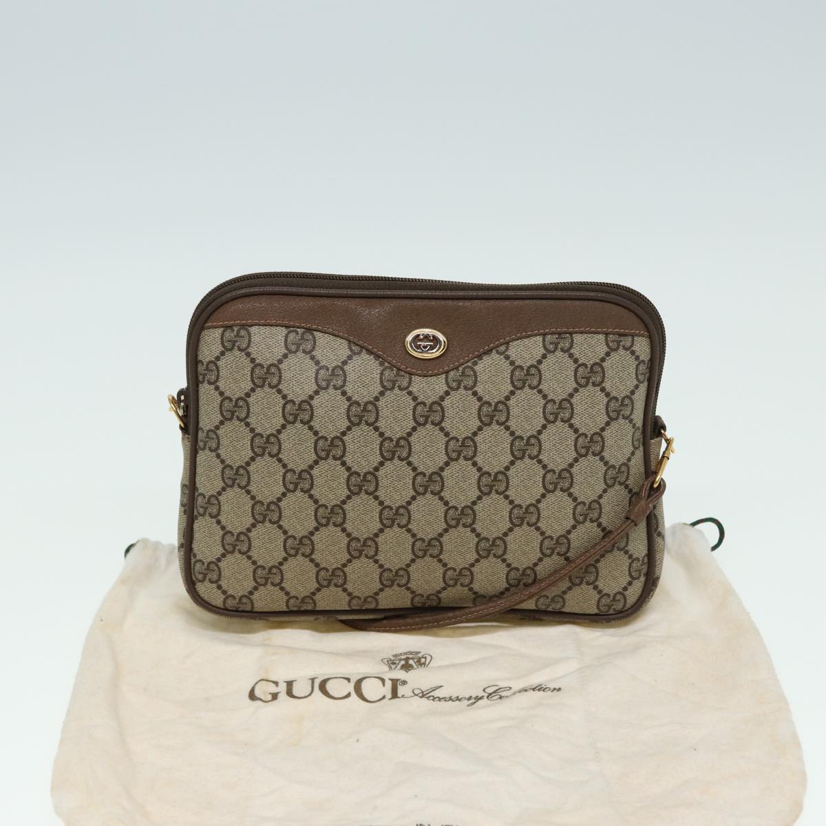 GUCCI GG Supreme Shoulder Bag PVC Beige 97 02 068 Auth ep4929