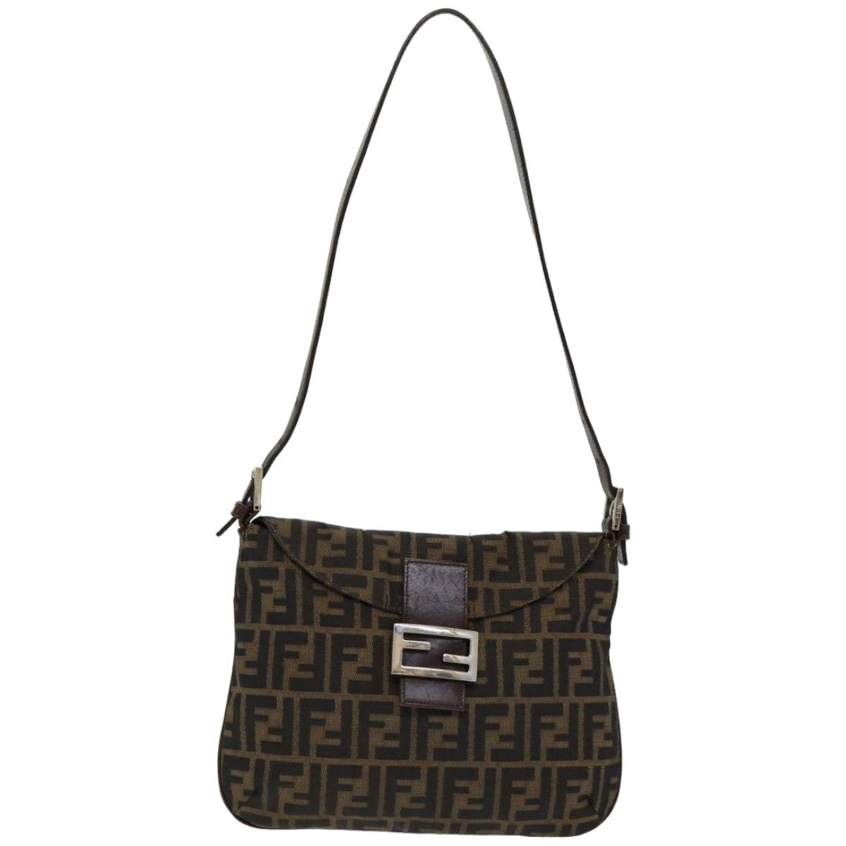 FENDI Zucca Canvas Mamma Baguette Shoulder Bag Brown Black Auth ep4942 - 0