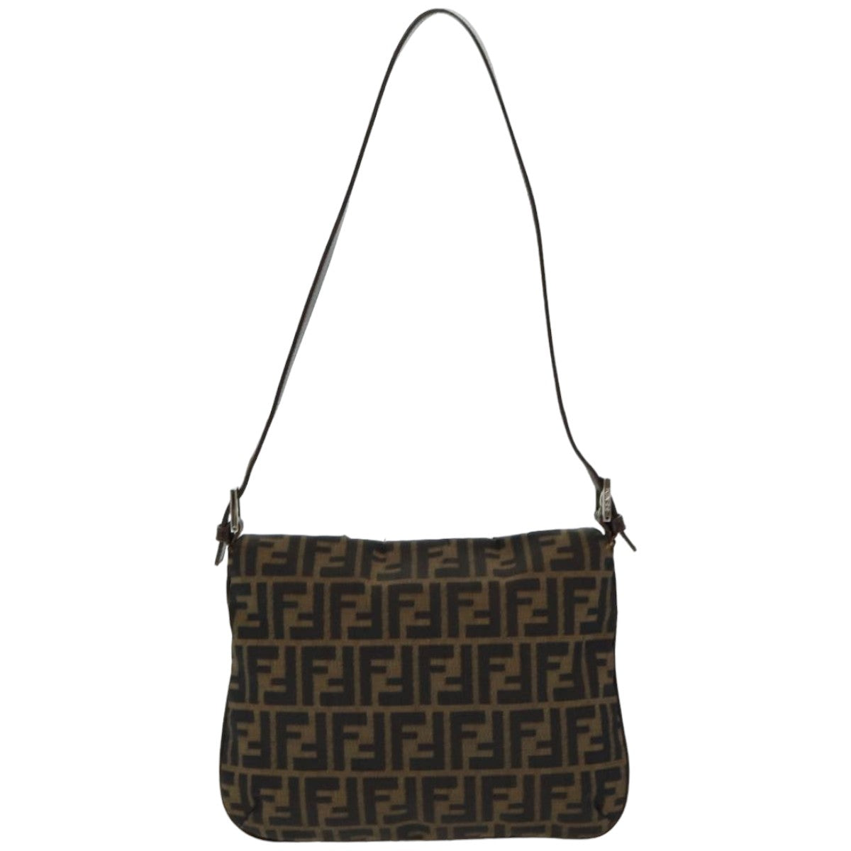 FENDI Zucca Canvas Mamma Baguette Shoulder Bag Brown Black Auth ep4942