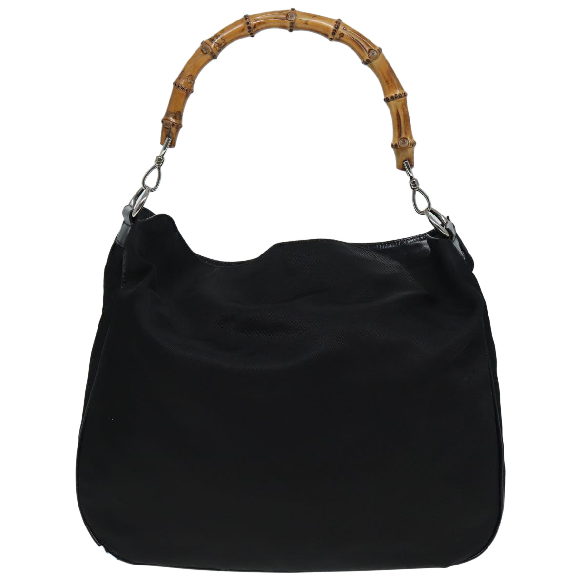 GUCCI Bamboo Hand Bag Nylon 2way Black 001 1705 1577 Auth ep4951 - 0