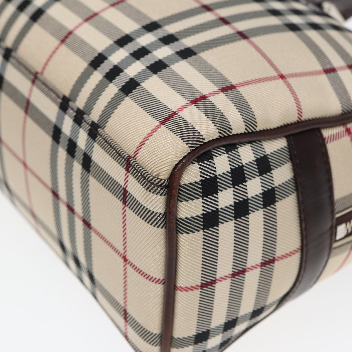 BURBERRY Nova Check Hand Bag Nylon Beige Auth ep4955