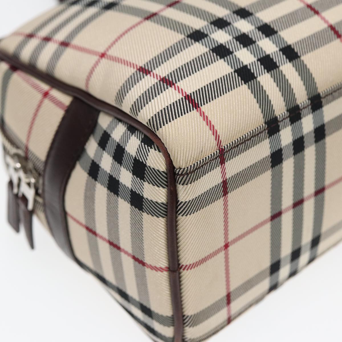 BURBERRY Nova Check Hand Bag Nylon Beige Auth ep4955