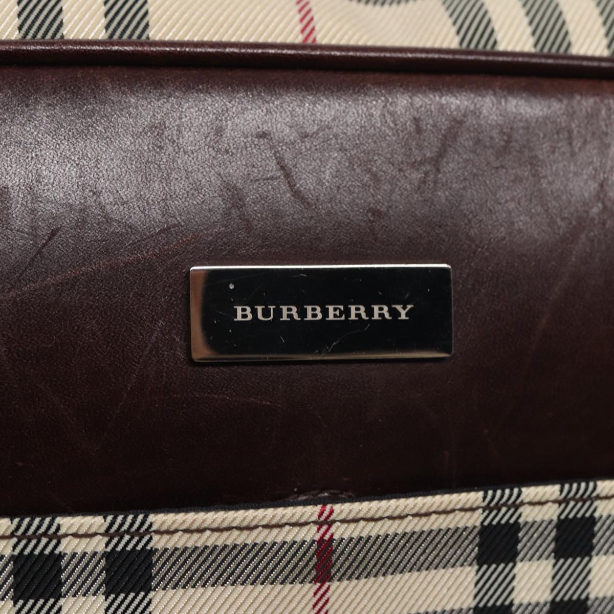 BURBERRY Nova Check Hand Bag Nylon Beige Auth ep4955