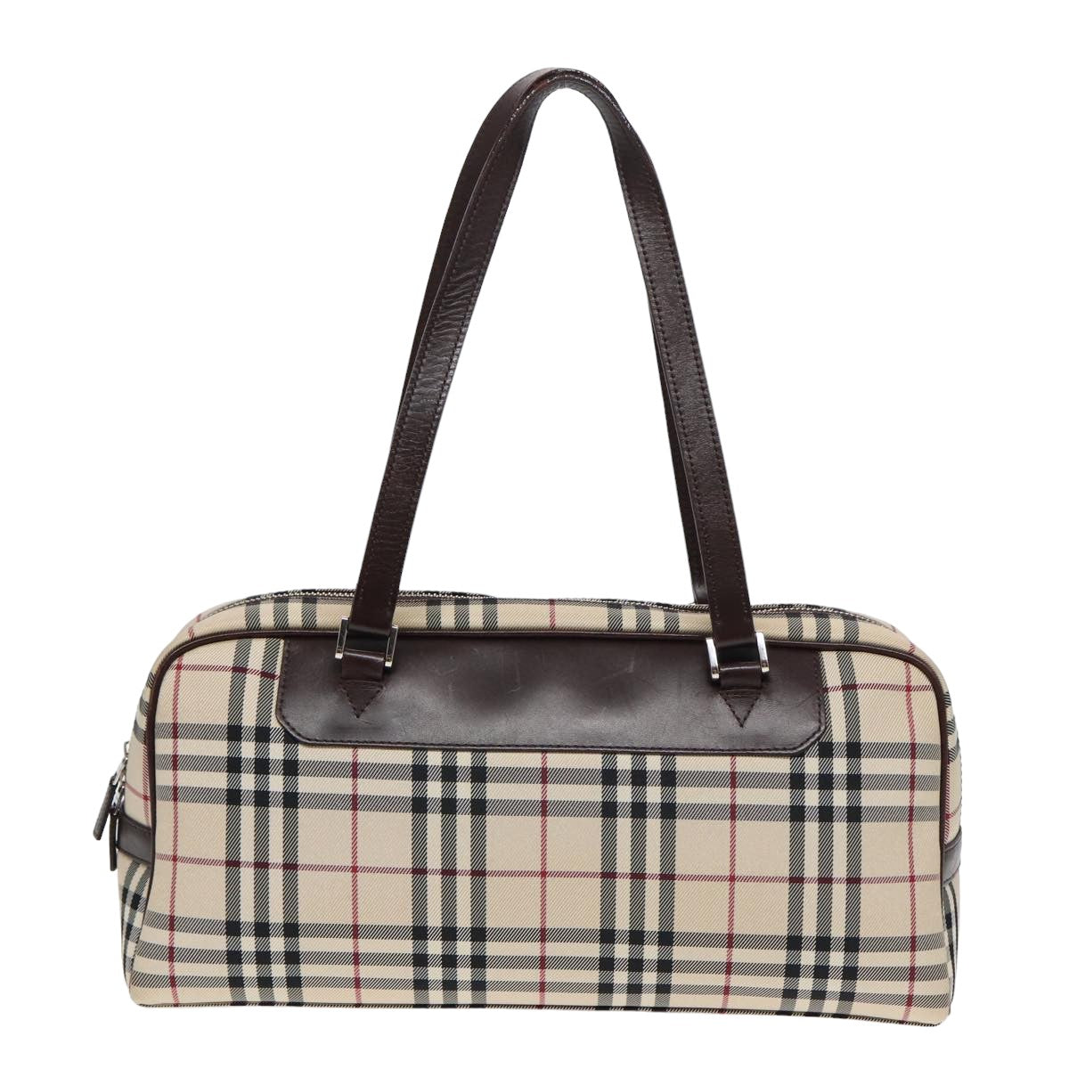 BURBERRY Nova Check Hand Bag Nylon Beige Auth ep4955