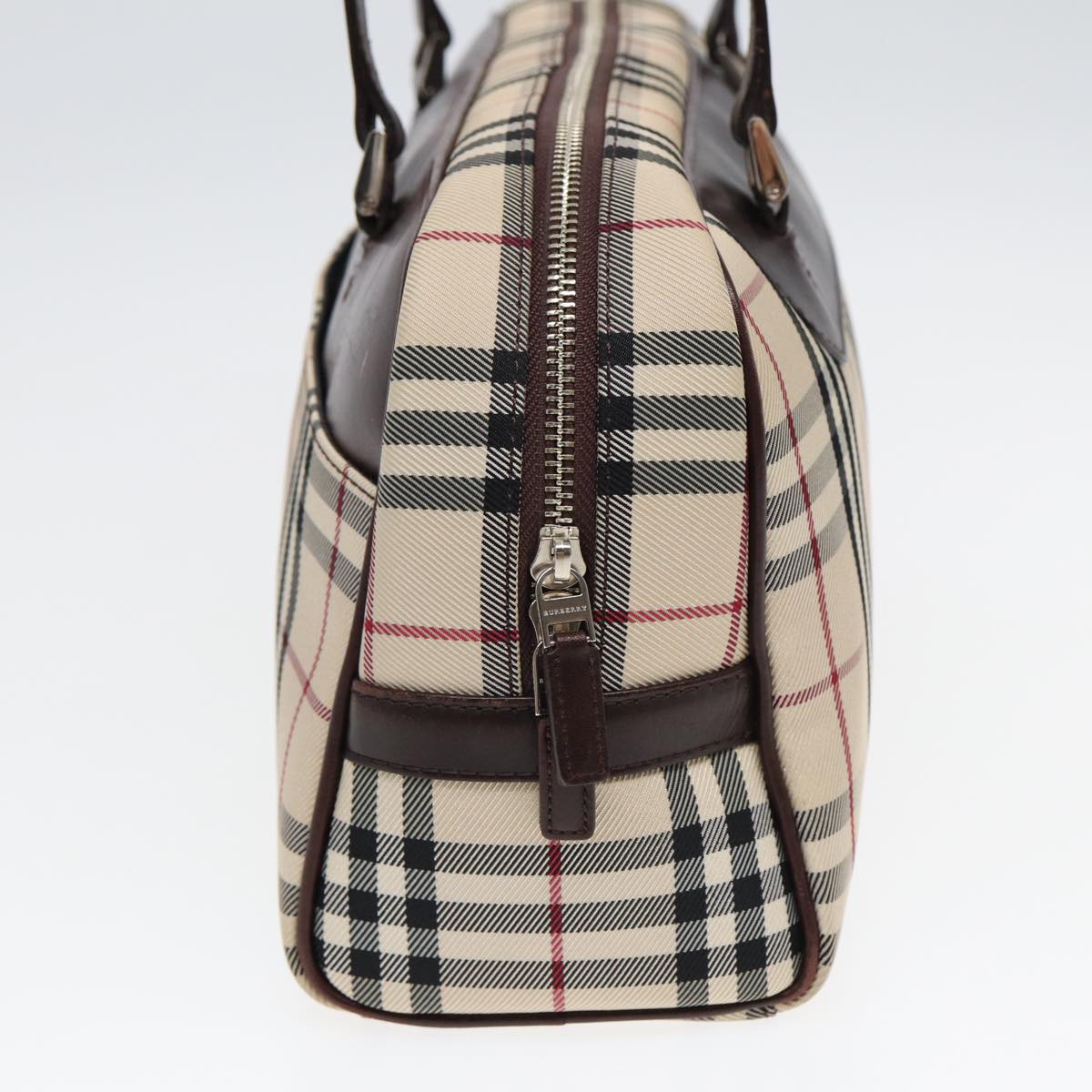 BURBERRY Nova Check Hand Bag Nylon Beige Auth ep4955