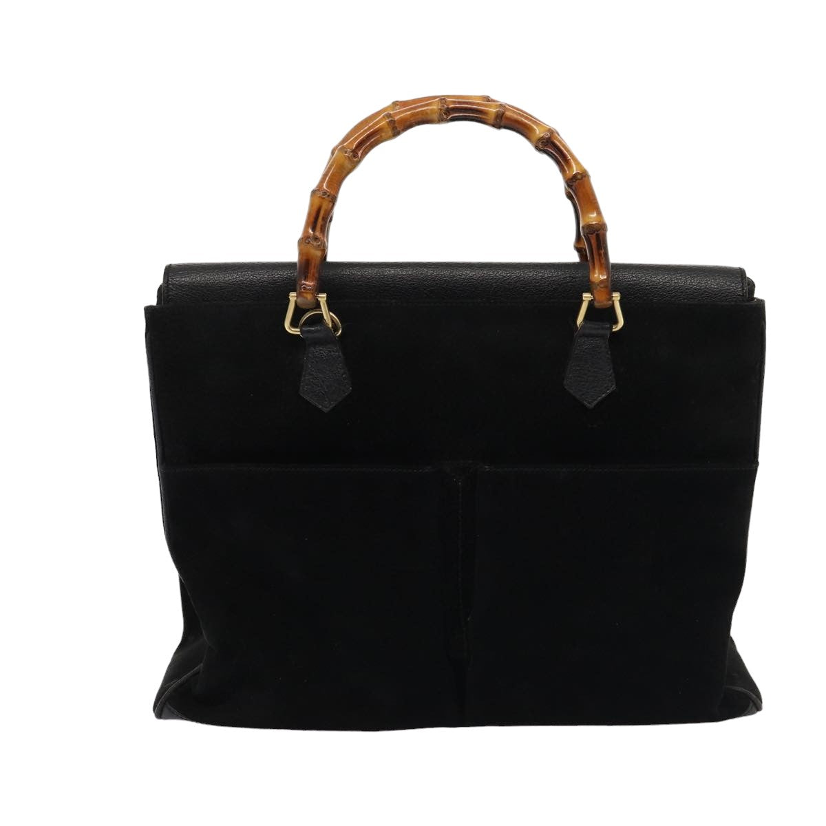 GUCCI Bamboo Hand Bag Suede Black 002 2855 0322 0 Auth ep4961