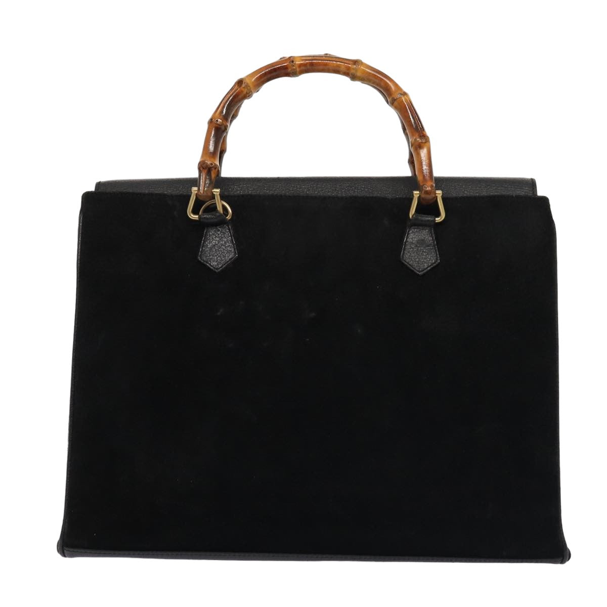 GUCCI Bamboo Hand Bag Suede Black 002 2855 0322 0 Auth ep4961