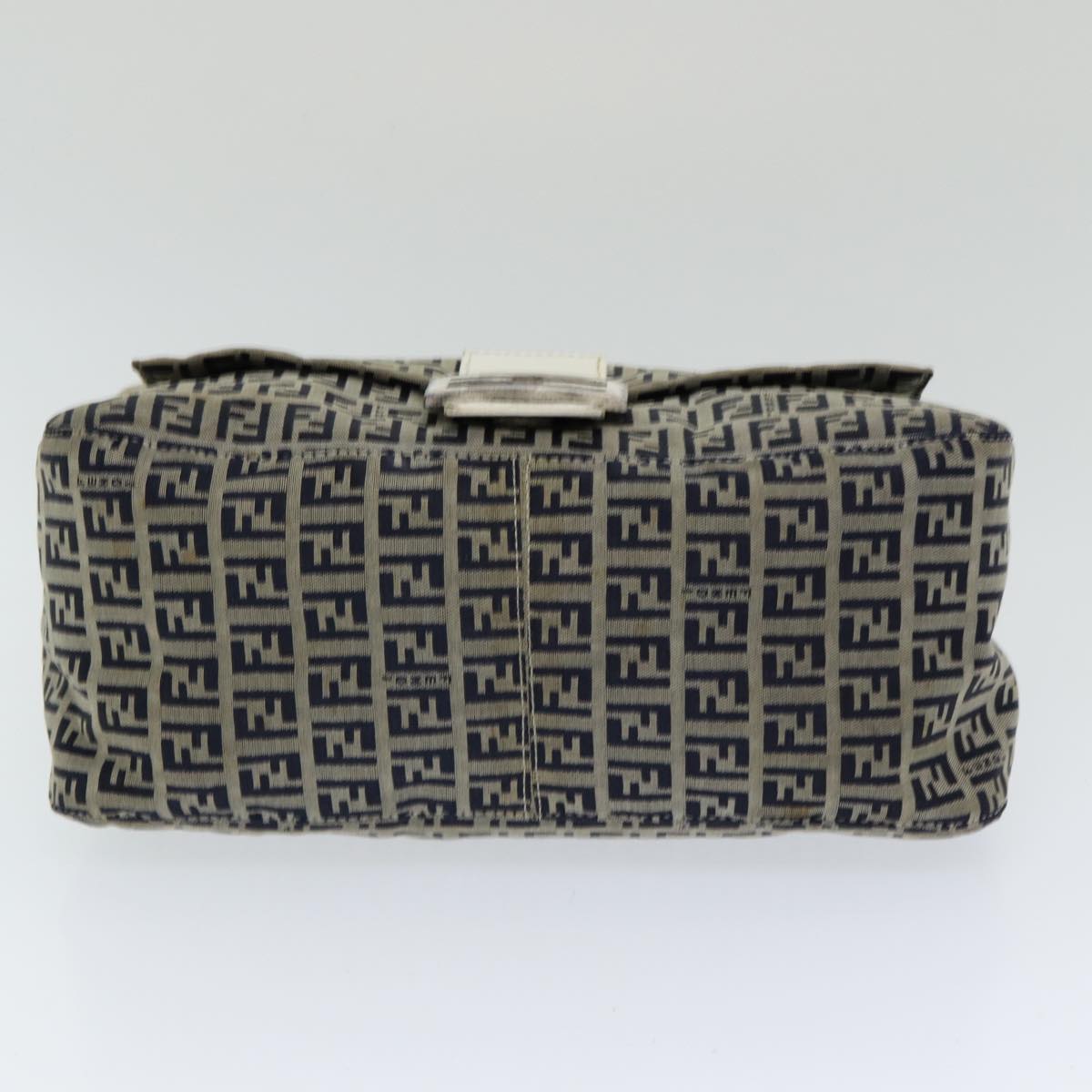 FENDI Zucchino Canvas Mamma Baguette Shoulder Bag Navy Auth ep4964