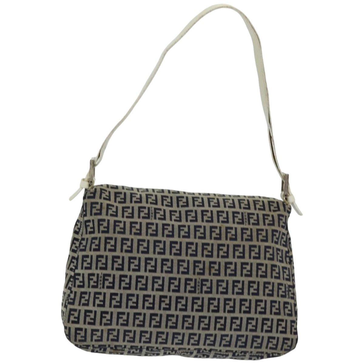 FENDI Zucchino Canvas Mamma Baguette Shoulder Bag Navy Auth ep4964 - 0