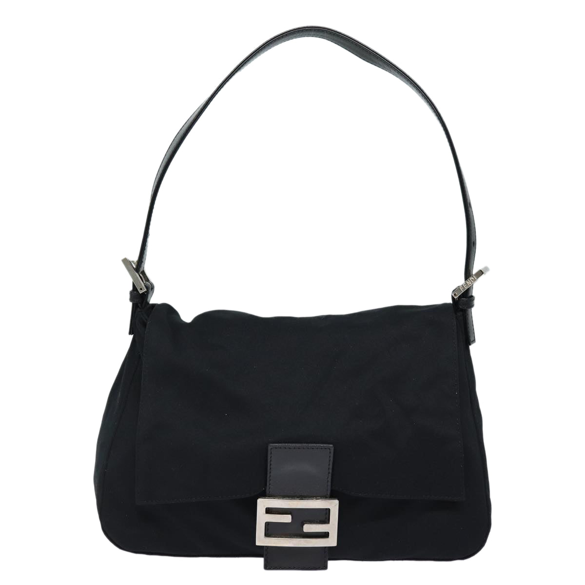 FENDI Mamma Baguette Shoulder Bag Nylon Black Auth ep4965 - 0