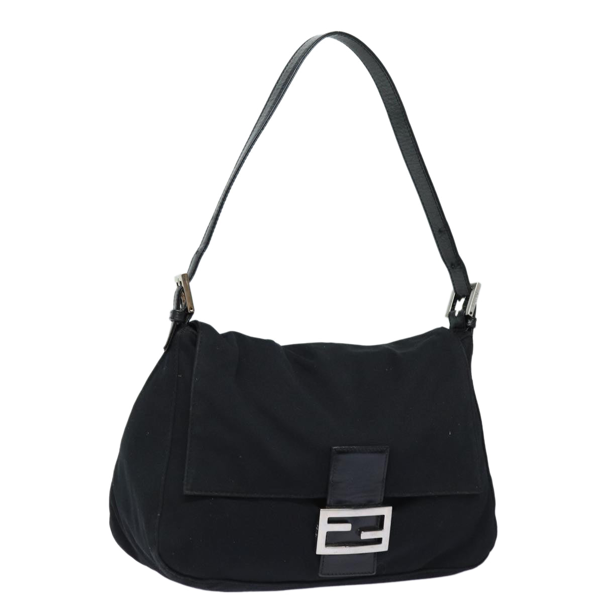 FENDI Mamma Baguette Shoulder Bag Nylon Black Auth ep4967