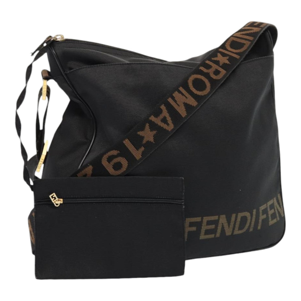 FENDI Shoulder Bag Nylon Black Auth ep4969