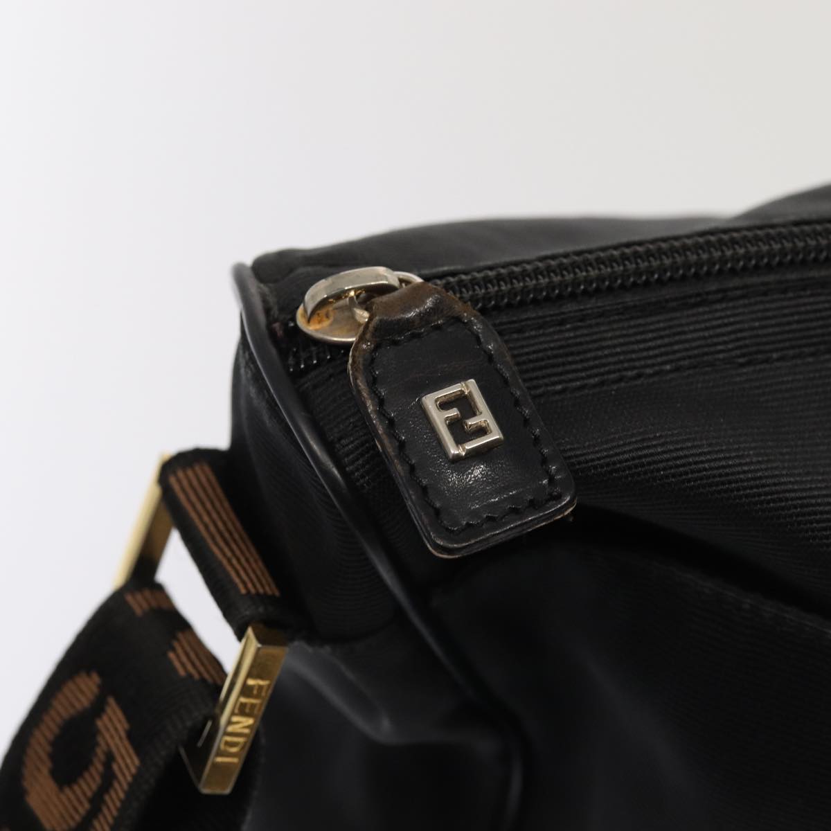 FENDI Shoulder Bag Nylon Black Auth ep4969