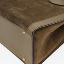 GUCCI Bamboo Hand Bag Suede Khaki 002 1186 0260 Auth ep4974-9