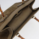 GUCCI Bamboo Hand Bag Suede Khaki 002 1186 0260 Auth ep4974-6