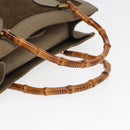 GUCCI Bamboo Hand Bag Suede Khaki 002 1186 0260 Auth ep4974-7