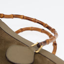 GUCCI Bamboo Hand Bag Suede Khaki 002 1186 0260 Auth ep4974-8