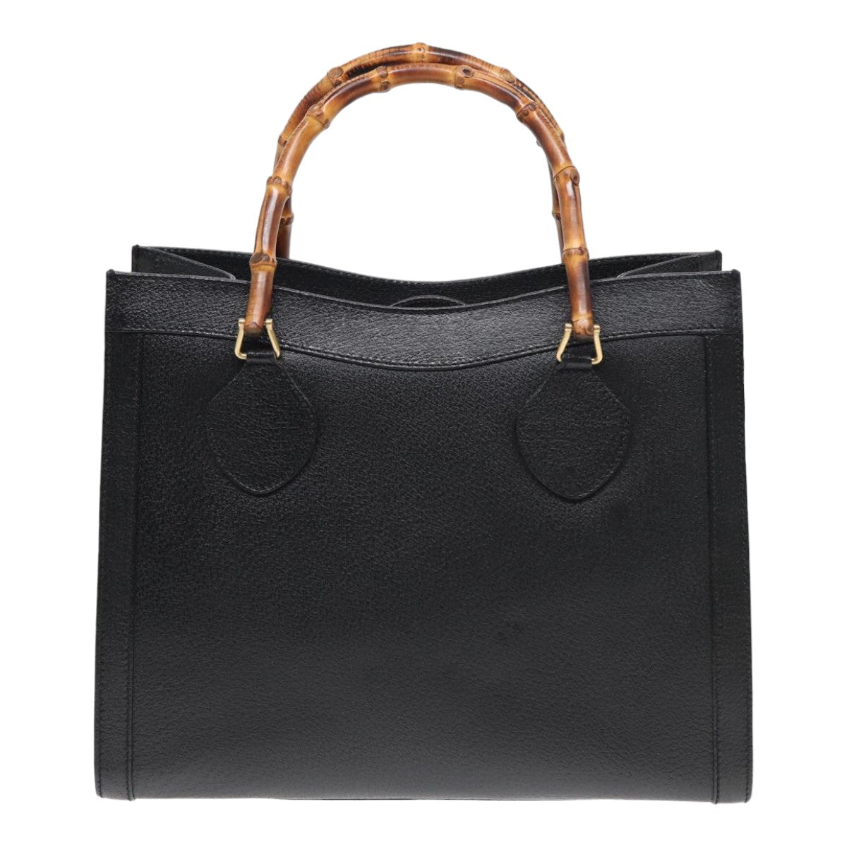 GUCCI Bamboo Hand Bag Leather Black Auth ep4975