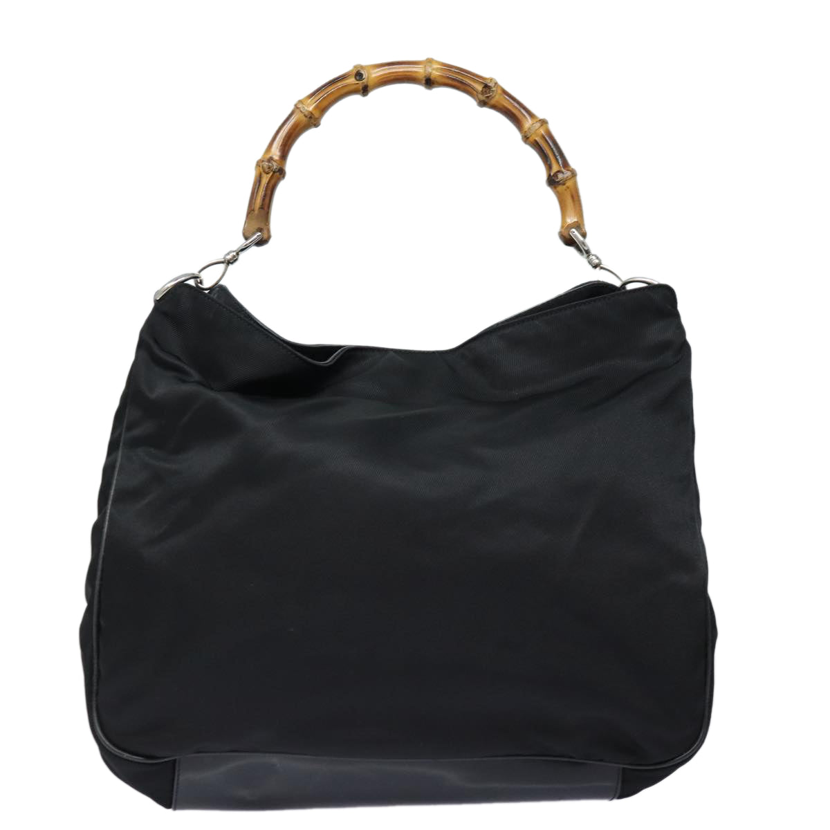 GUCCI Bamboo Hand Bag Nylon Black 001 1577 2615 Auth ep4977