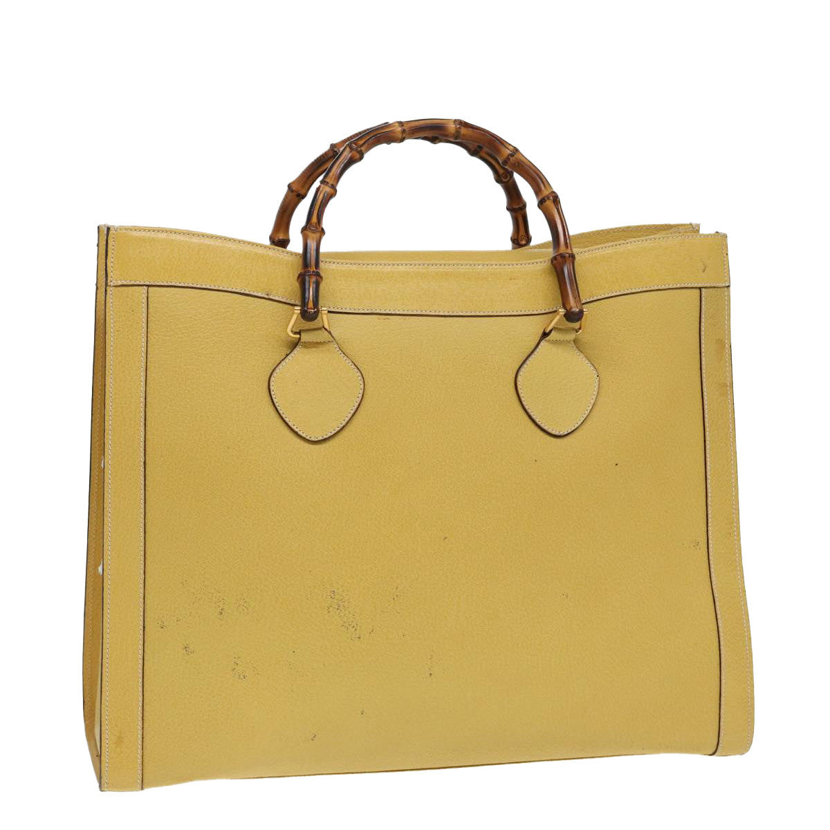 GUCCI Bamboo Hand Bag Leather Yellow 002 1186 0259 Auth ep4981