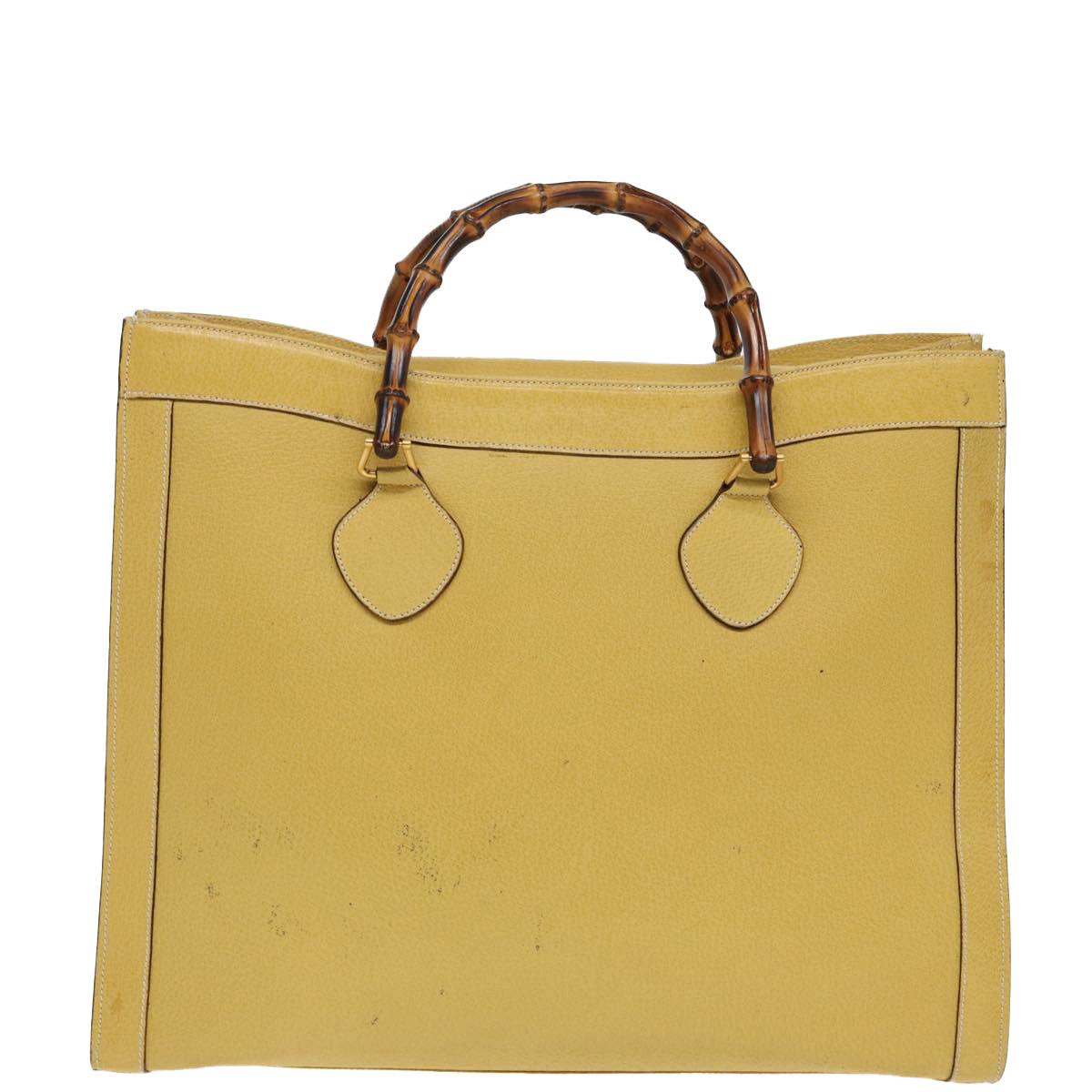 GUCCI Bamboo Hand Bag Leather Yellow 002 1186 0259 Auth ep4981