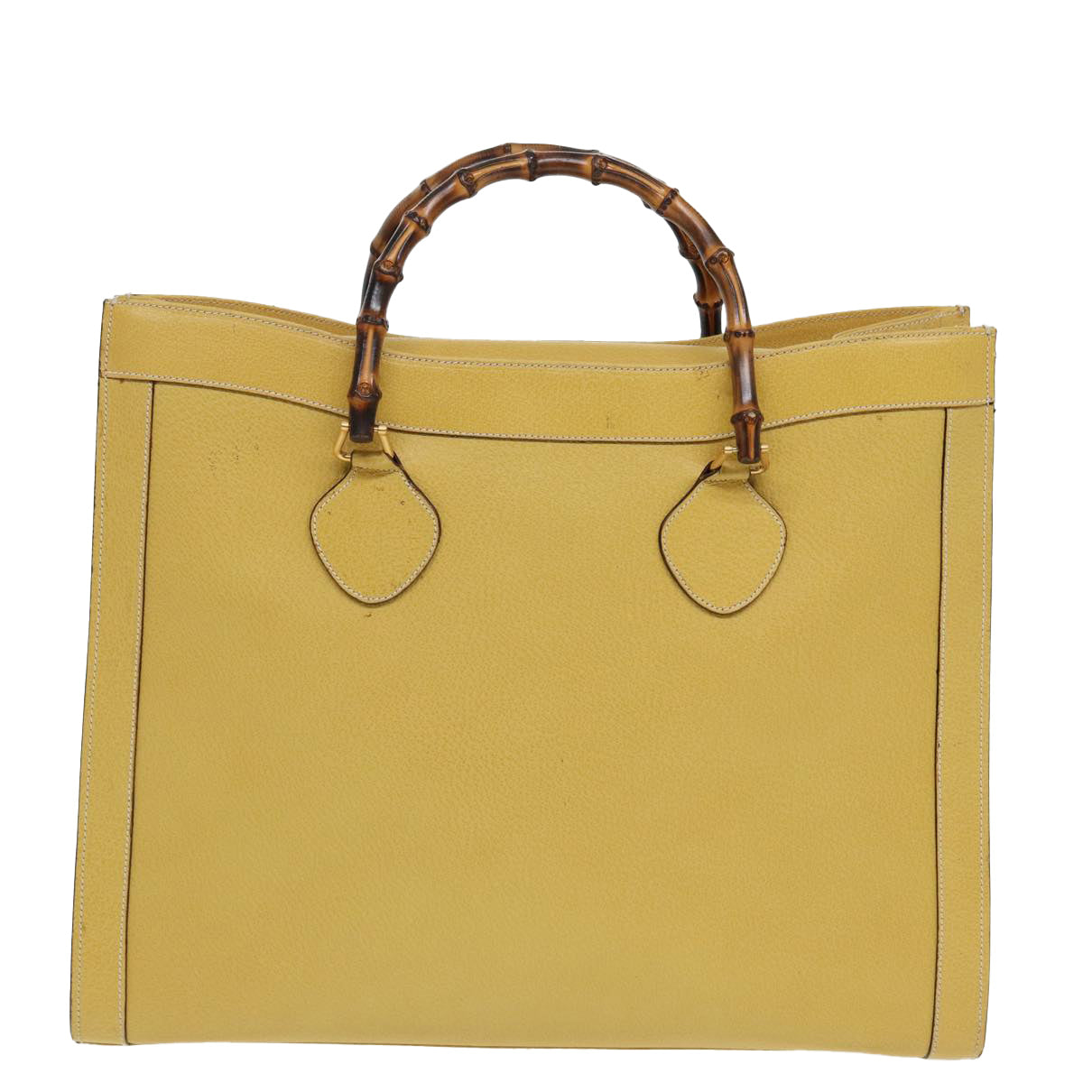 GUCCI Bamboo Hand Bag Leather Yellow 002 1186 0259 Auth ep4981