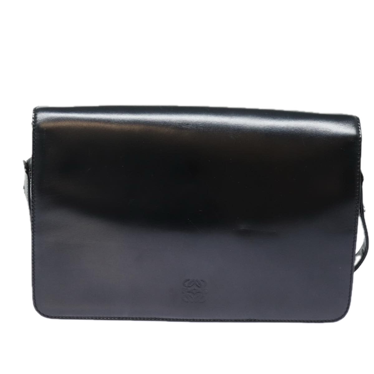 LOEWE Anagram Shoulder Bag Leather Black Auth ep4985