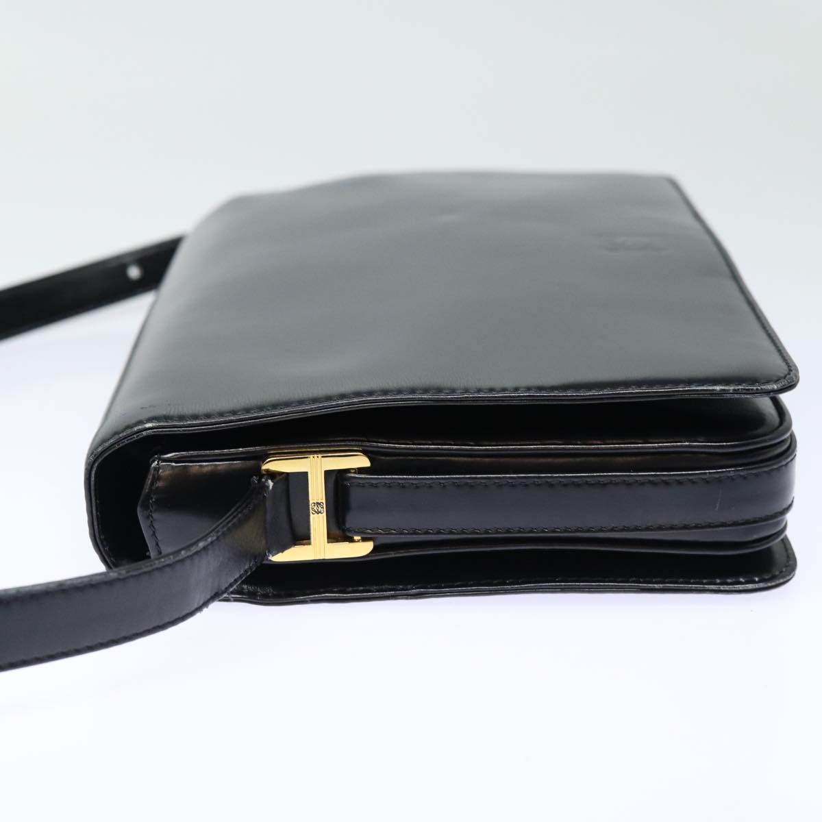 LOEWE Anagram Shoulder Bag Leather Black Auth ep4985