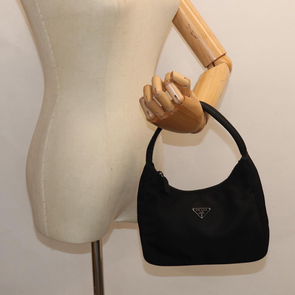 PRADA Hand Bag Nylon Black Auth ep4986