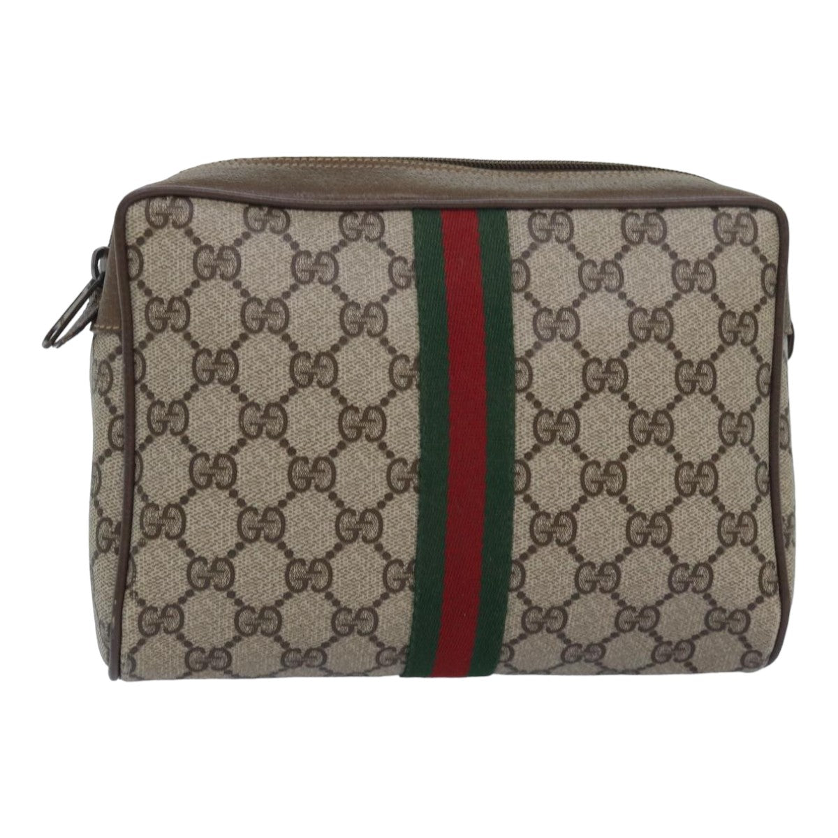 GUCCI GG Supreme Web Sherry Line Clutch Bag PVC Beige Red 89 01 012 Auth ep4988