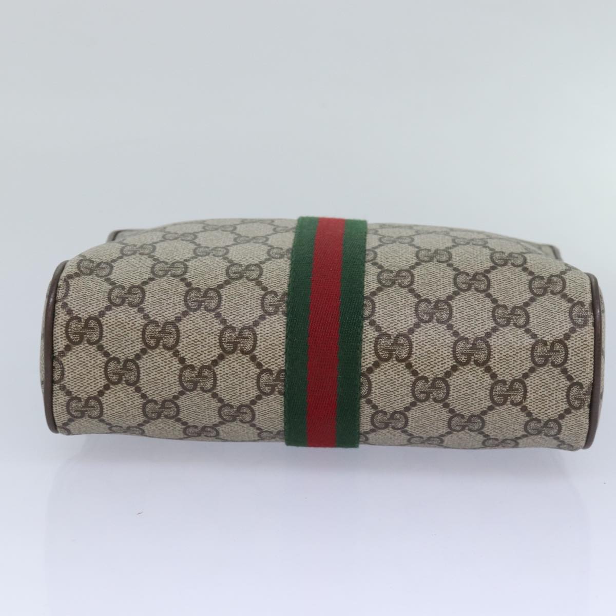 GUCCI GG Supreme Web Sherry Line Clutch Bag PVC Beige Red 89 01 012 Auth ep4988