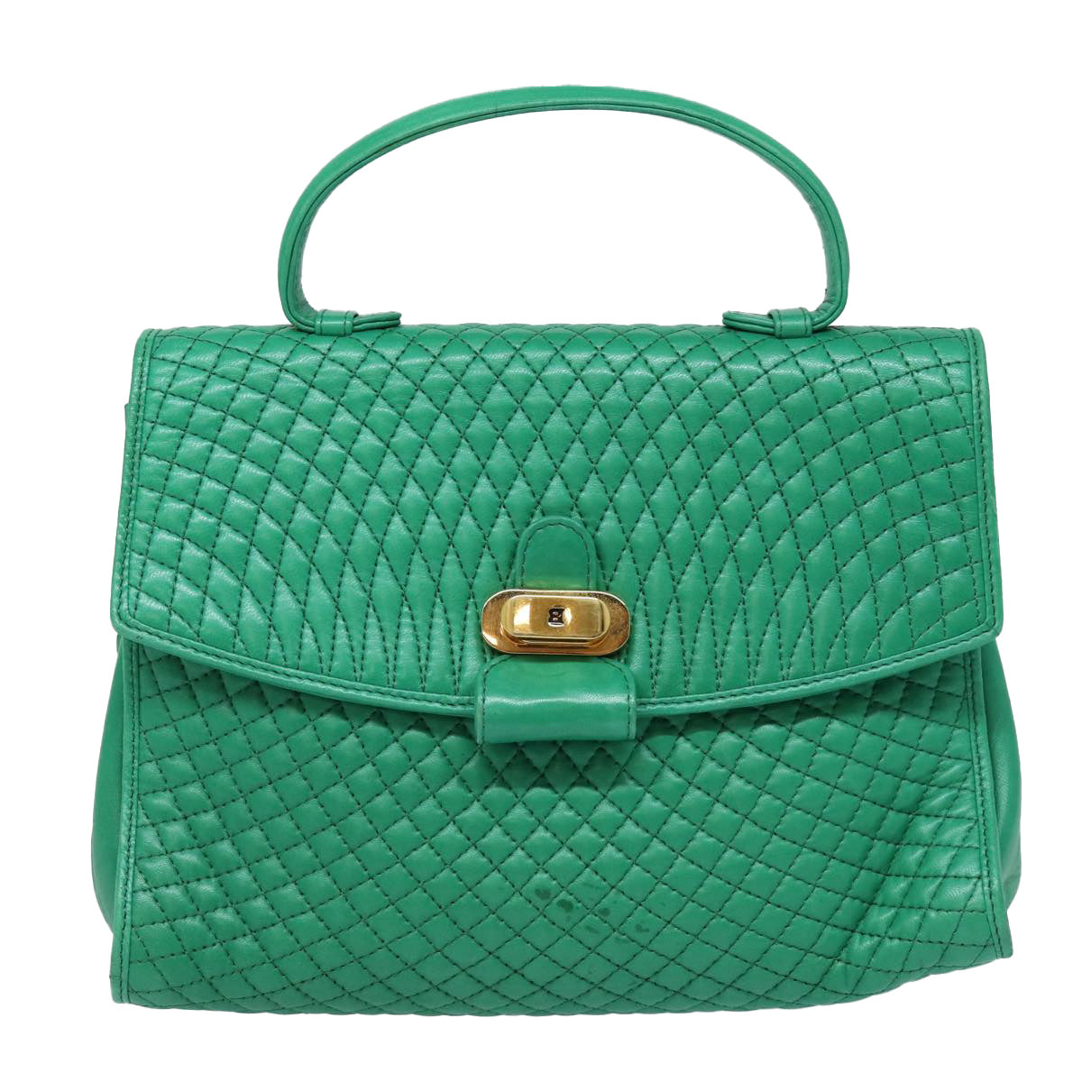 BALLY Chain Hand Bag Leather 2way Green Auth ep4991