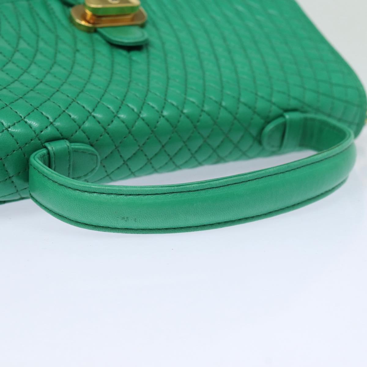 BALLY Chain Hand Bag Leather 2way Green Auth ep4991