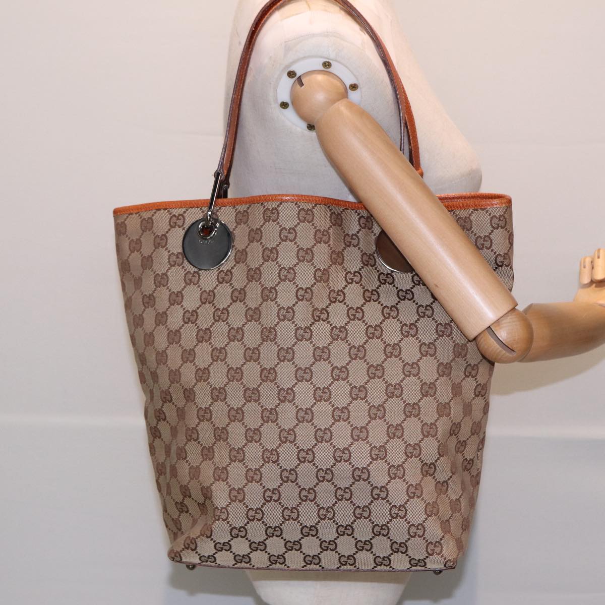 GUCCI GG Canvas Tote Bag Beige 120836 Auth ep5002