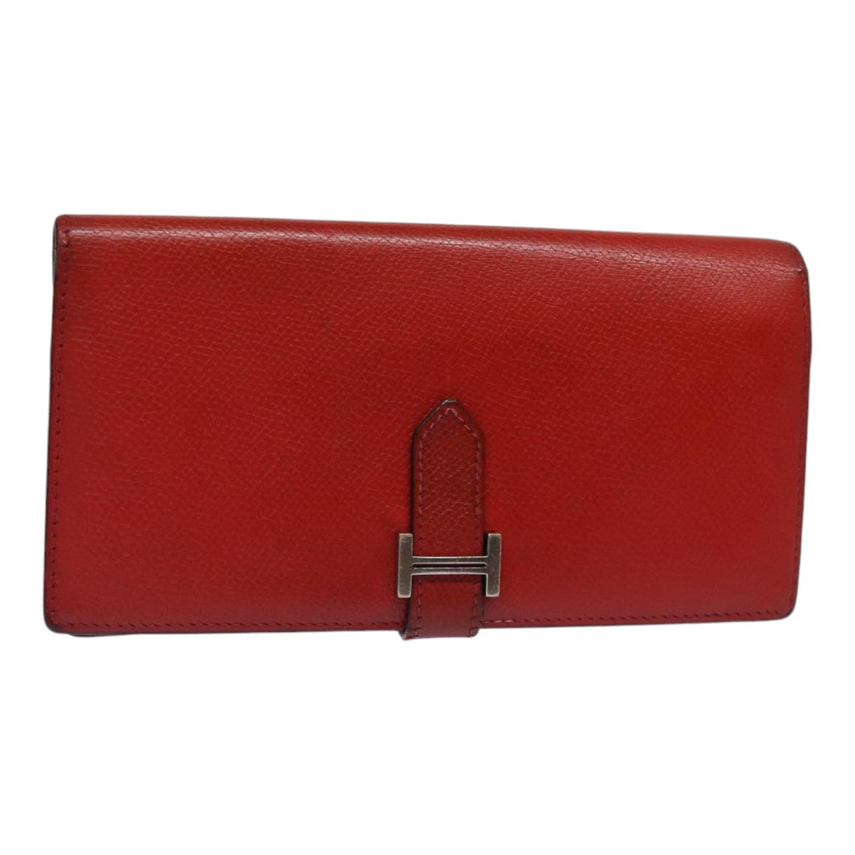 HERMES Bean Wallet Leather Red Auth ep5006