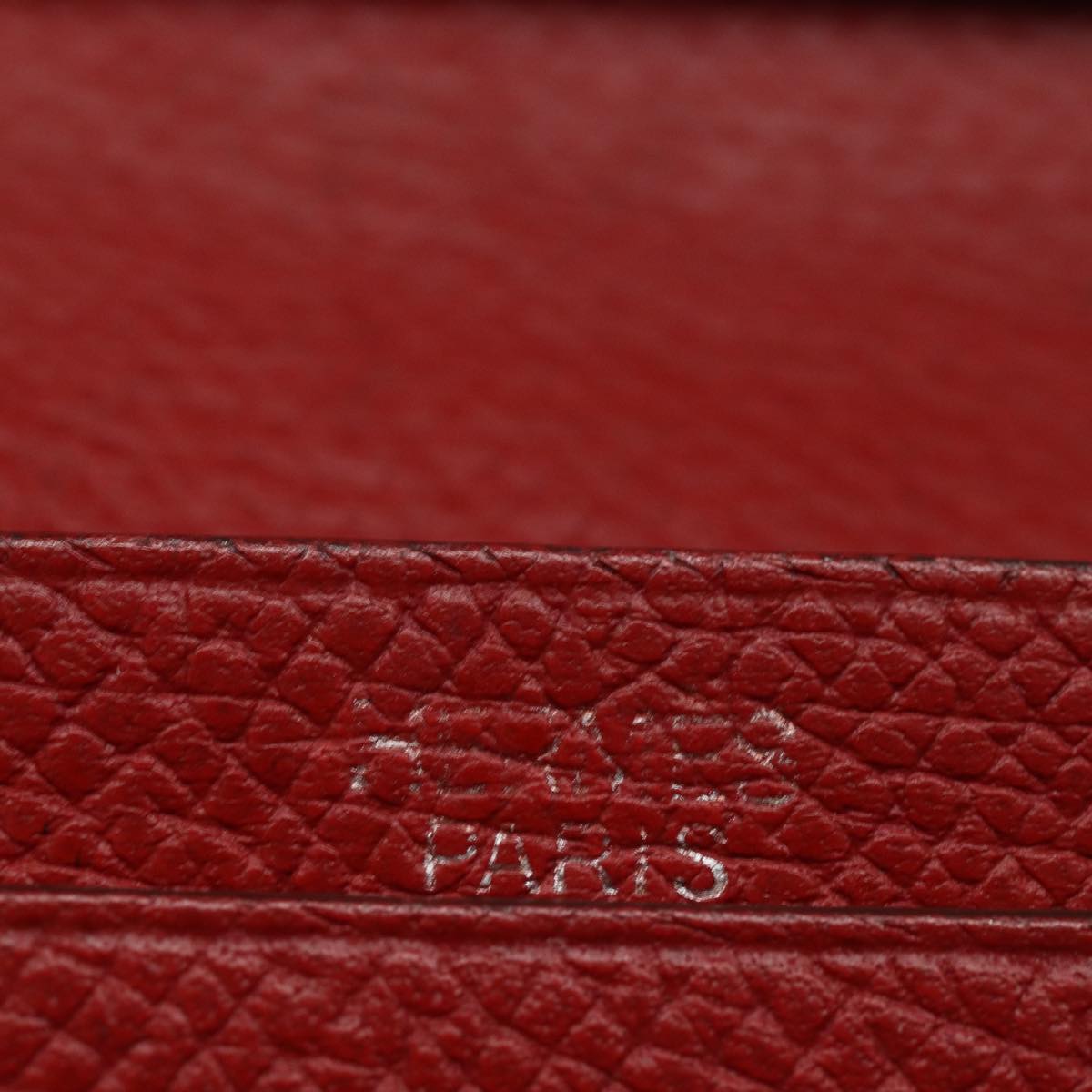 HERMES Bean Wallet Leather Red Auth ep5006