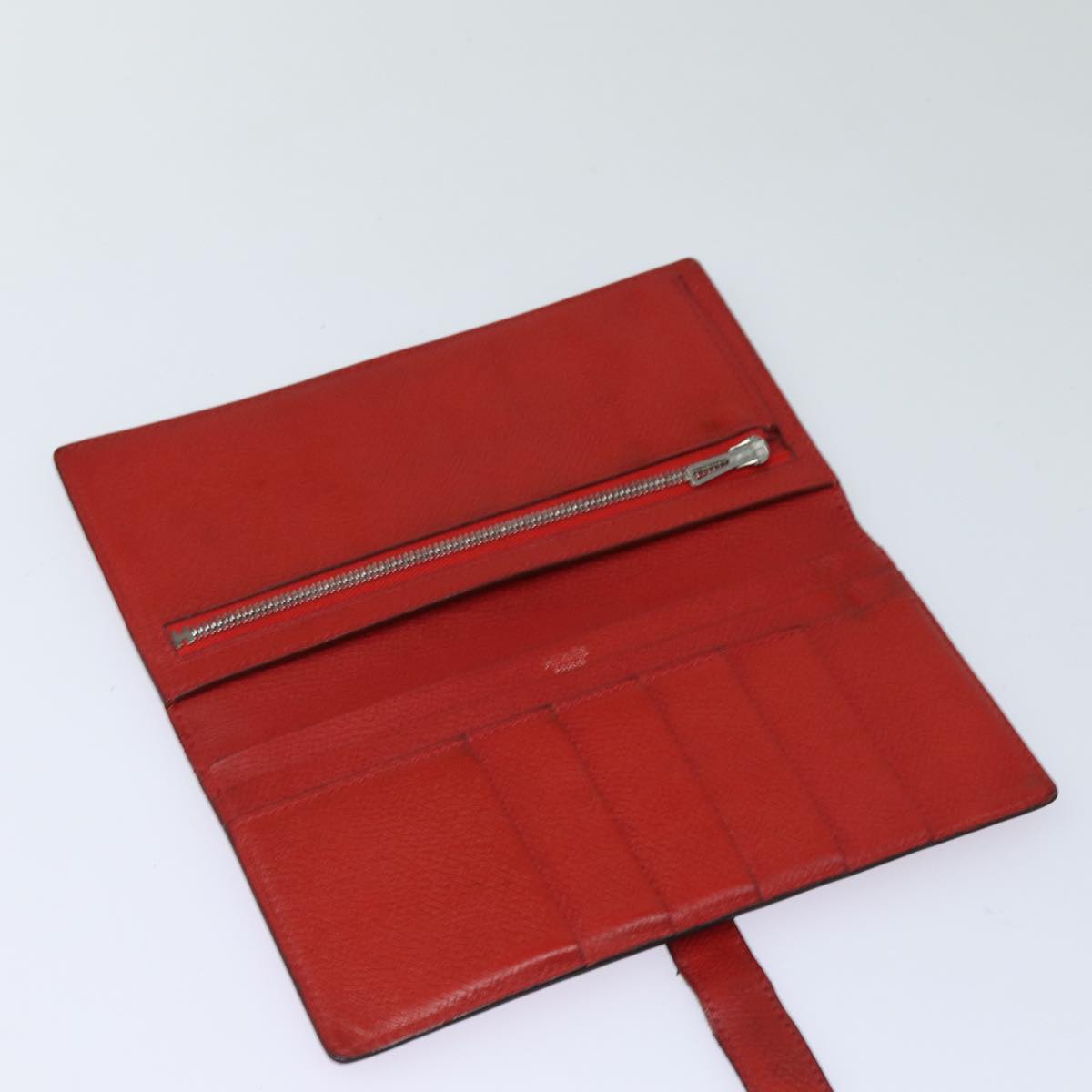 HERMES Bean Wallet Leather Red Auth ep5006