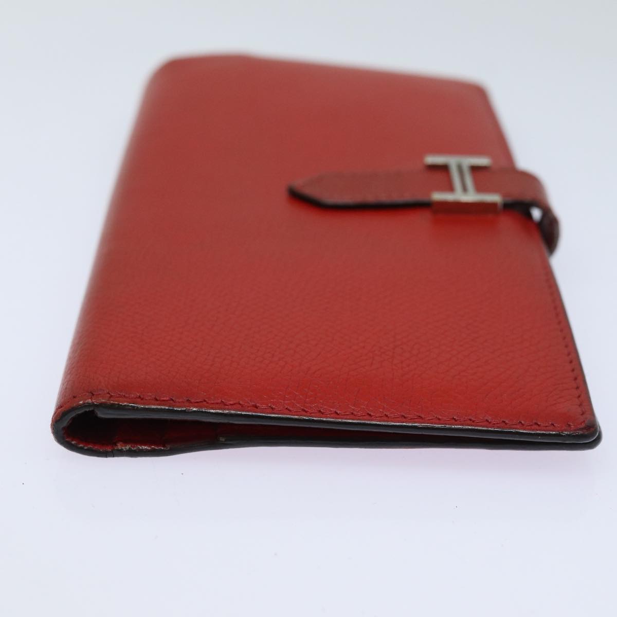 HERMES Bean Wallet Leather Red Auth ep5006