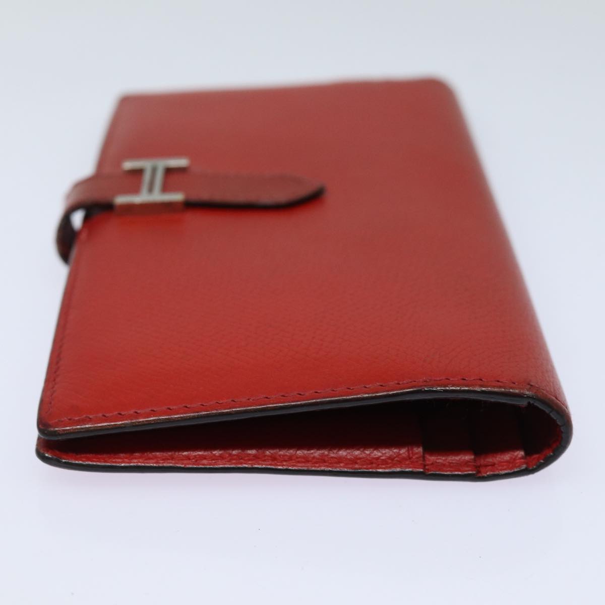 HERMES Bean Wallet Leather Red Auth ep5006