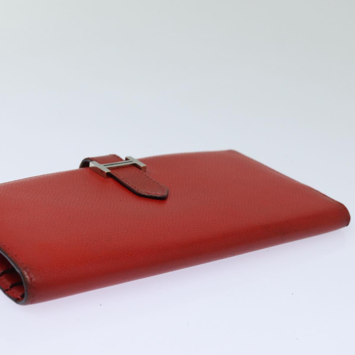 HERMES Bean Wallet Leather Red Auth ep5006