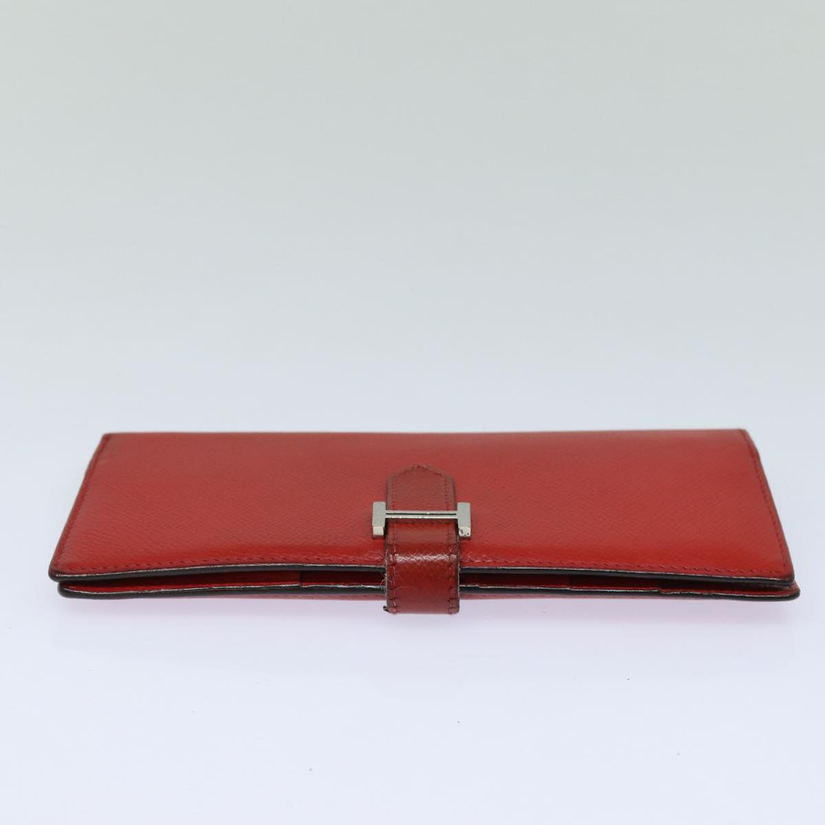 HERMES Bean Wallet Leather Red Auth ep5006