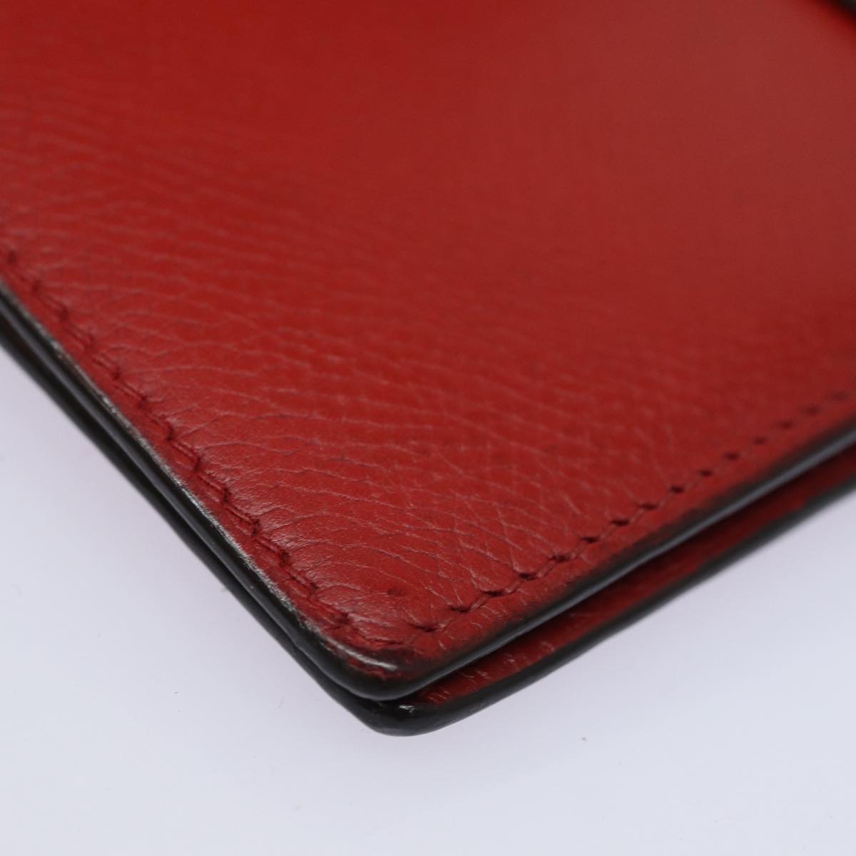 HERMES Bean Wallet Leather Red Auth ep5006