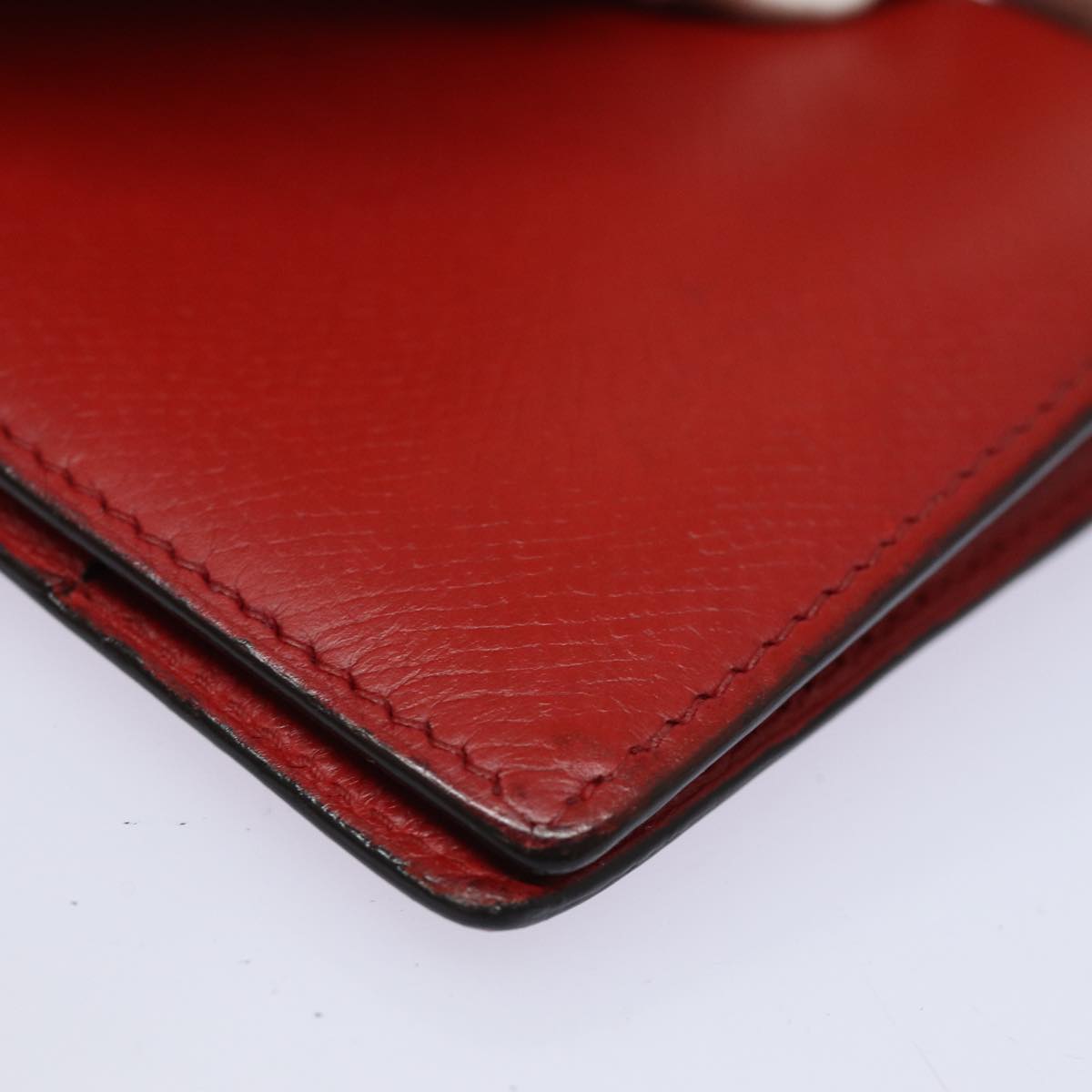 HERMES Bean Wallet Leather Red Auth ep5006