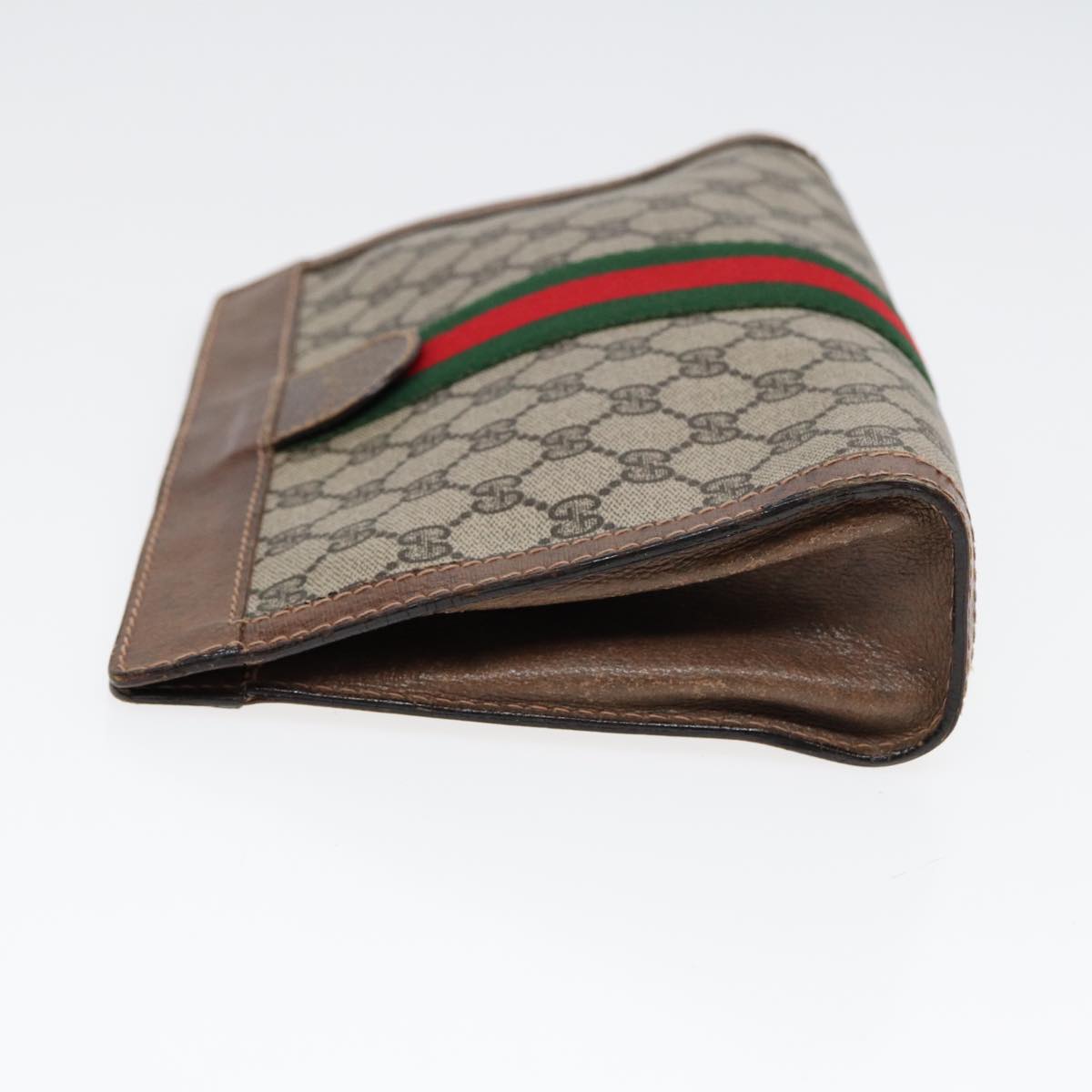 GUCCI GG Supreme Web Sherry Line Clutch Bag Beige Red Green 010 378 Auth ep5011