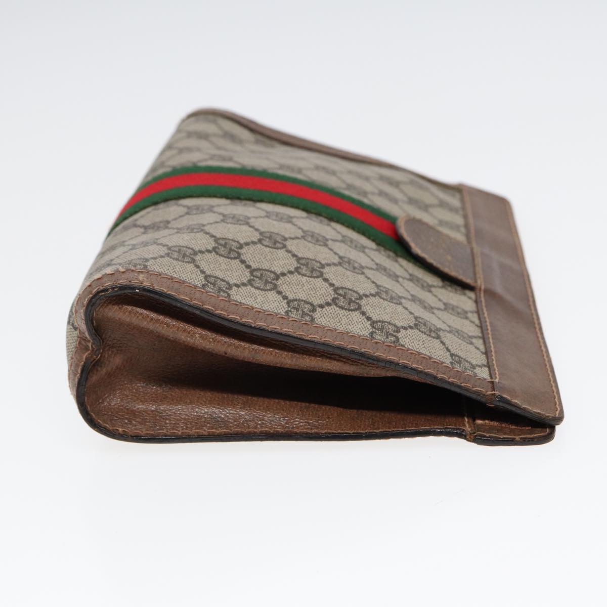 GUCCI GG Supreme Web Sherry Line Clutch Bag Beige Red Green 010 378 Auth ep5011