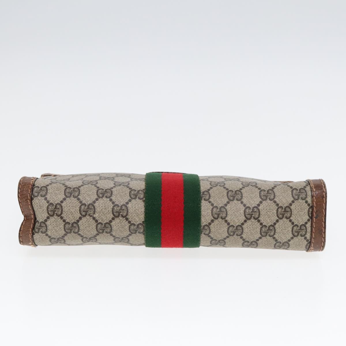 GUCCI GG Supreme Web Sherry Line Clutch Bag Beige Red Green 010 378 Auth ep5011