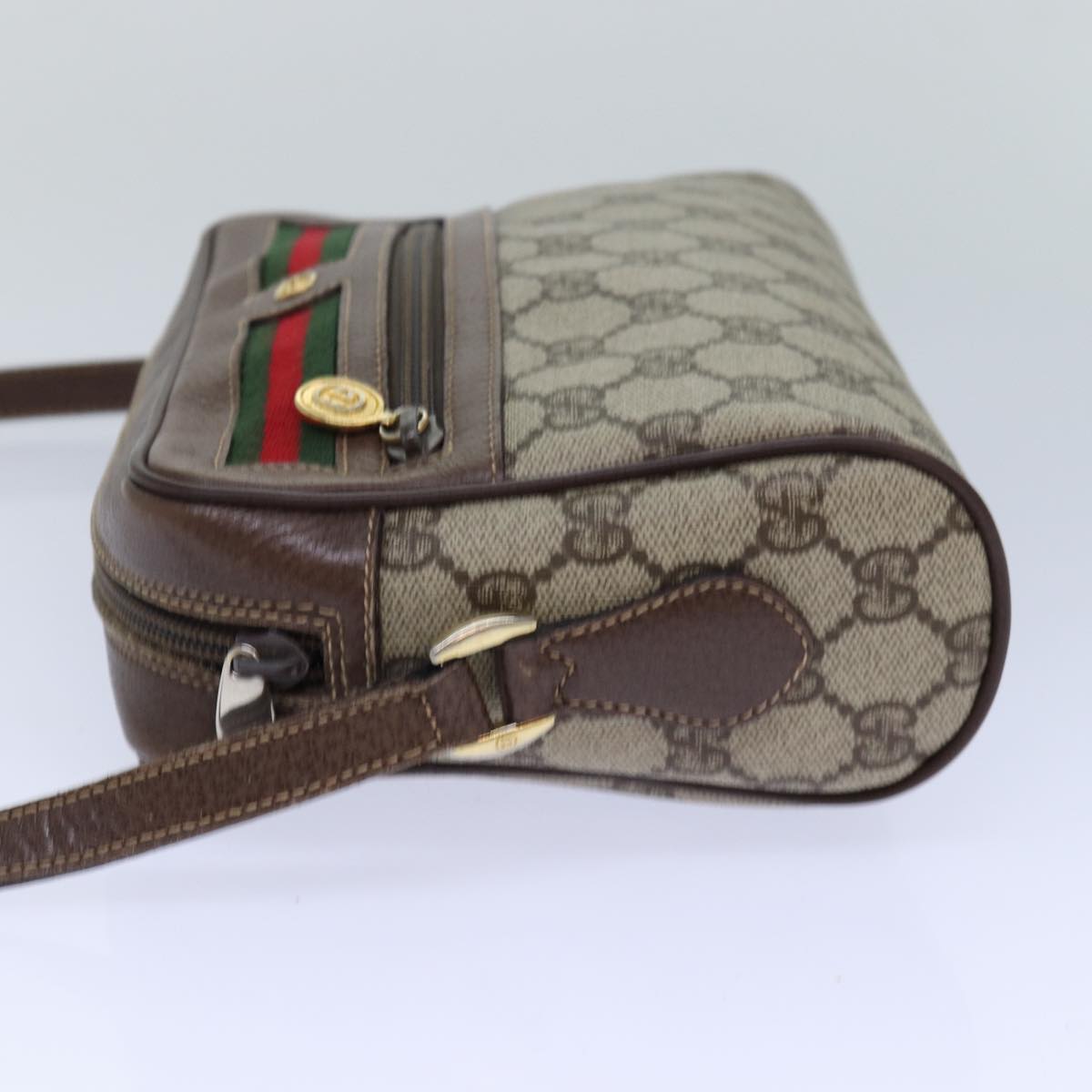 GUCCI GG Supreme Web Sherry Line Shoulder Bag PVC Beige 001 44 6655 Auth ep5014