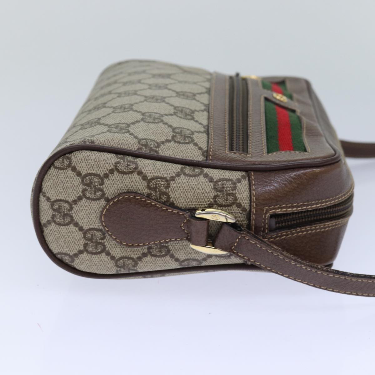 GUCCI GG Supreme Web Sherry Line Shoulder Bag PVC Beige 001 44 6655 Auth ep5014