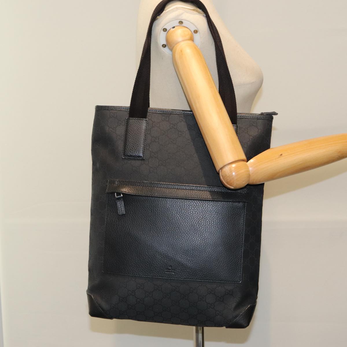 GUCCI GG Canvas Tote Bag Outlet Black 180450 Auth ep5032